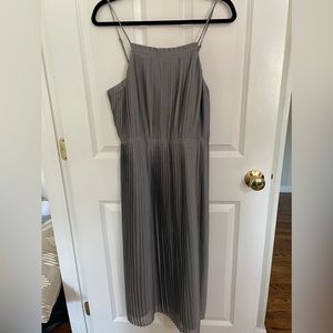 Banana Republic Pleated Gray Midi Dress